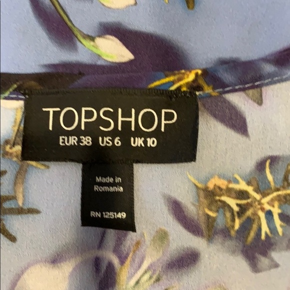 TOPSHOP BLUE FLORAL TOP SIZE 6 - Picture 5 of 7